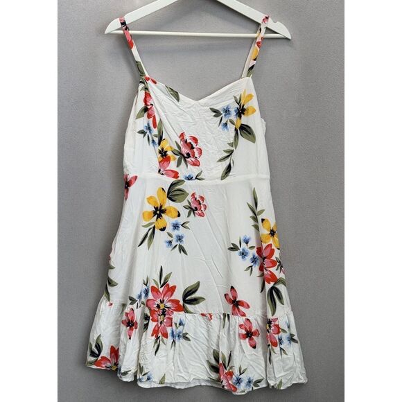 Old Navy Dresses & Skirts - Old Navy Women's Sz L‎ White Floral Tropical Cami Smocking Ruffle Sundress